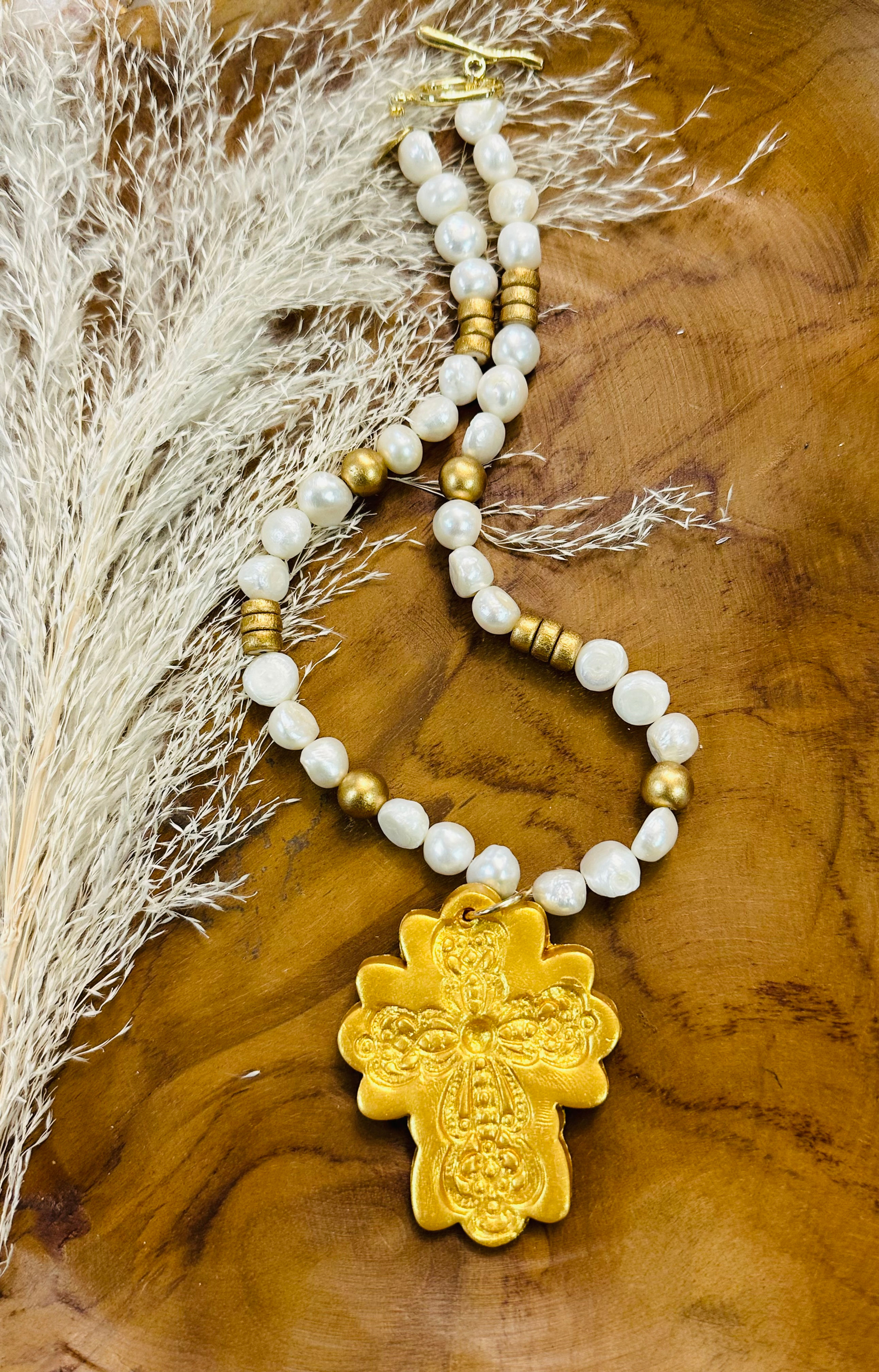 HT- Freshwater Pearls With Cherrie Cross