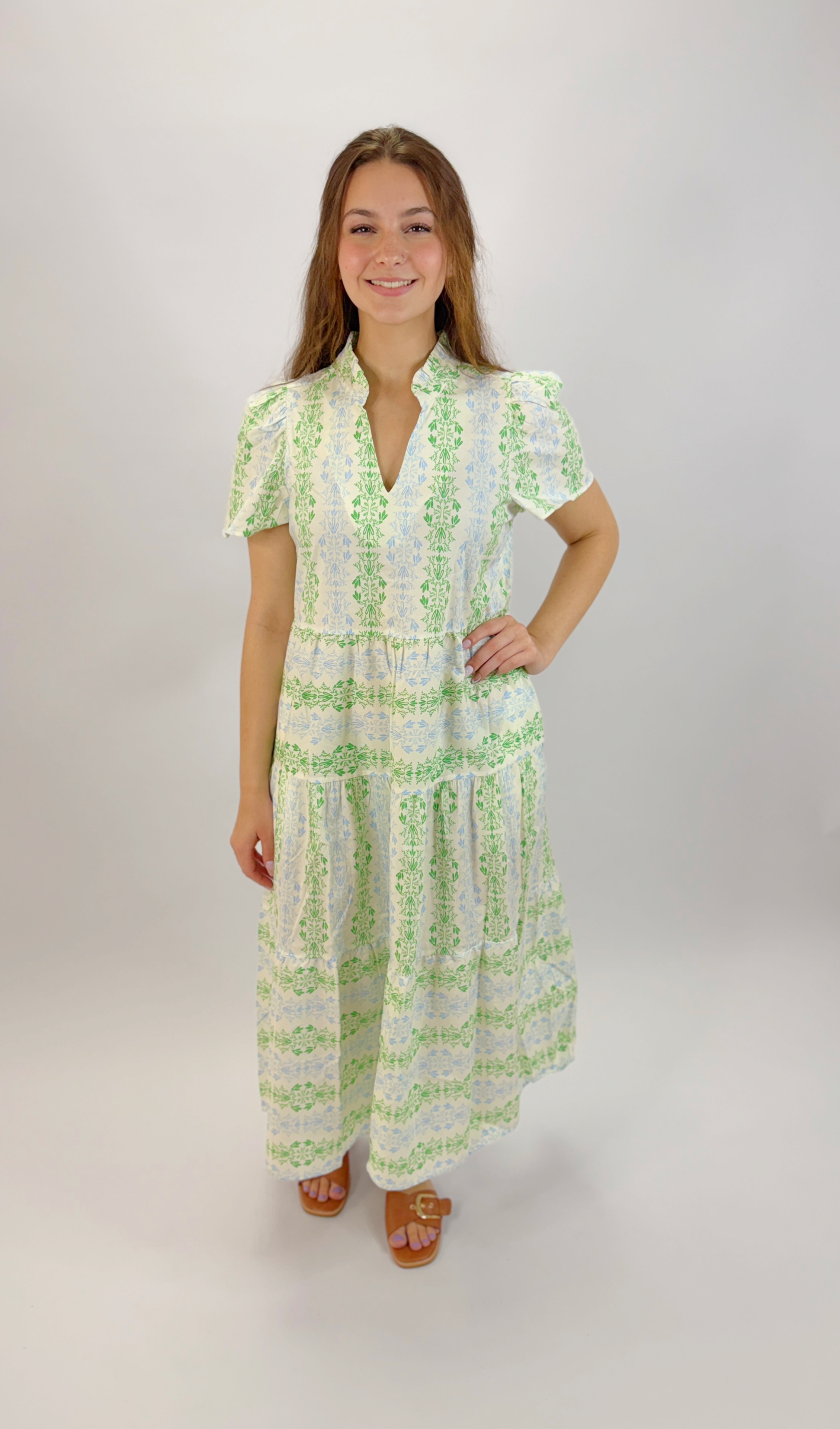 Sweet Garden Green And Blue Dress