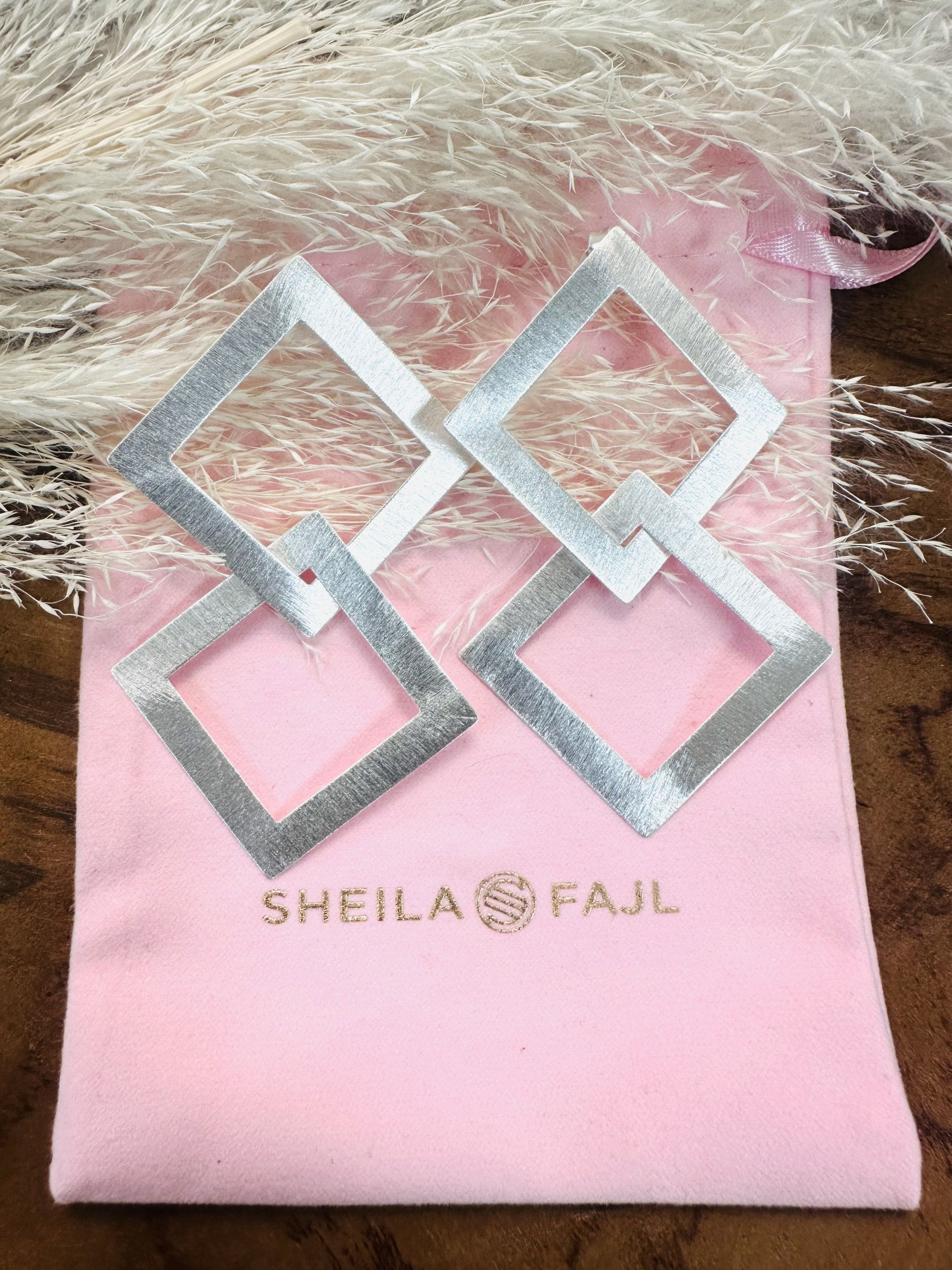 Sheila Fajl Large Boone Silver Brushed Earrings