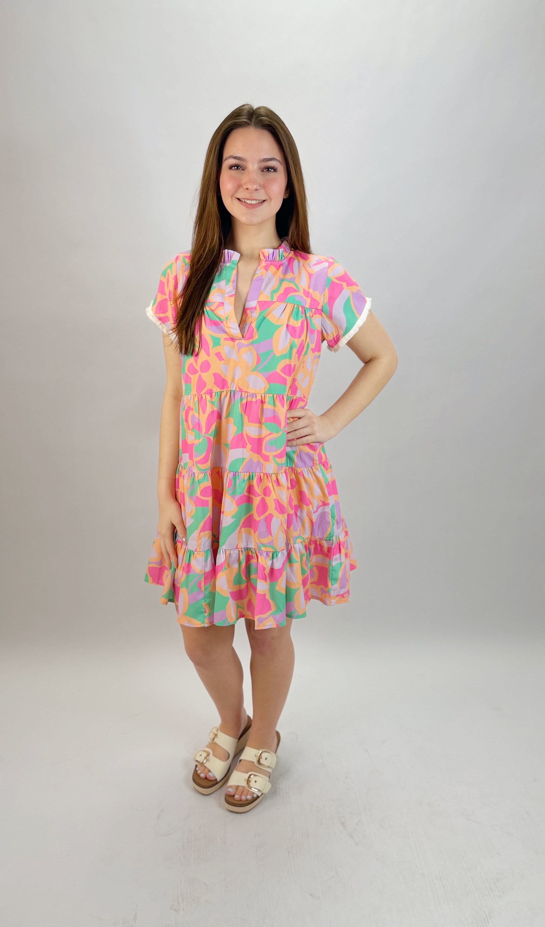 Abstract Tiered Dress