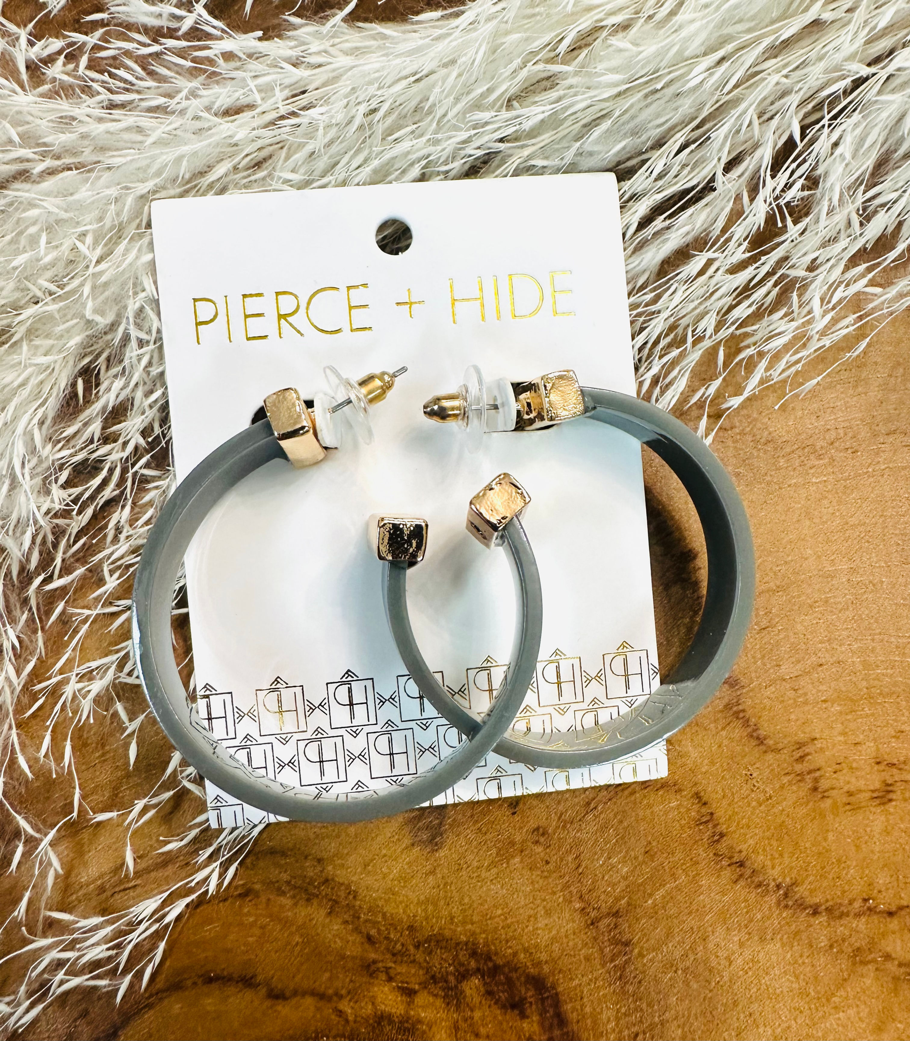 Grey And Gold Hoop Earrings