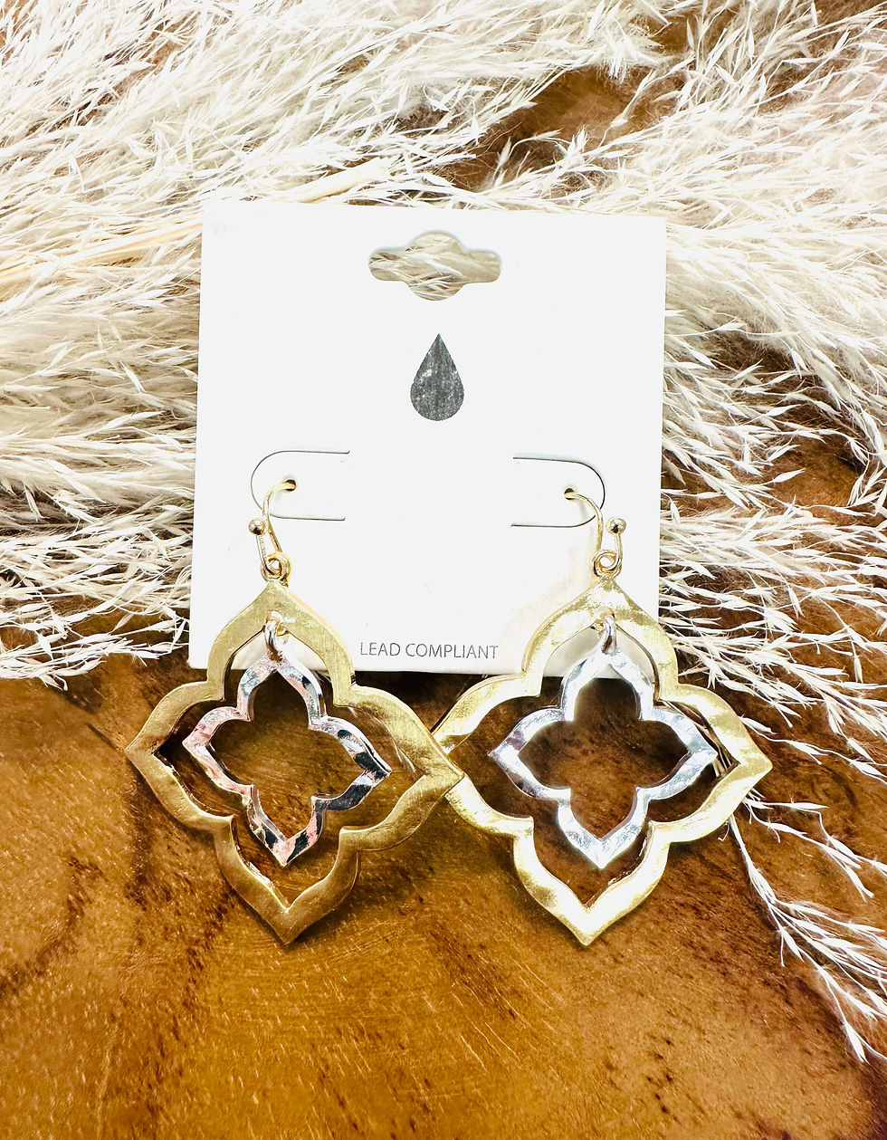 Gold And Silver Clover Earrings