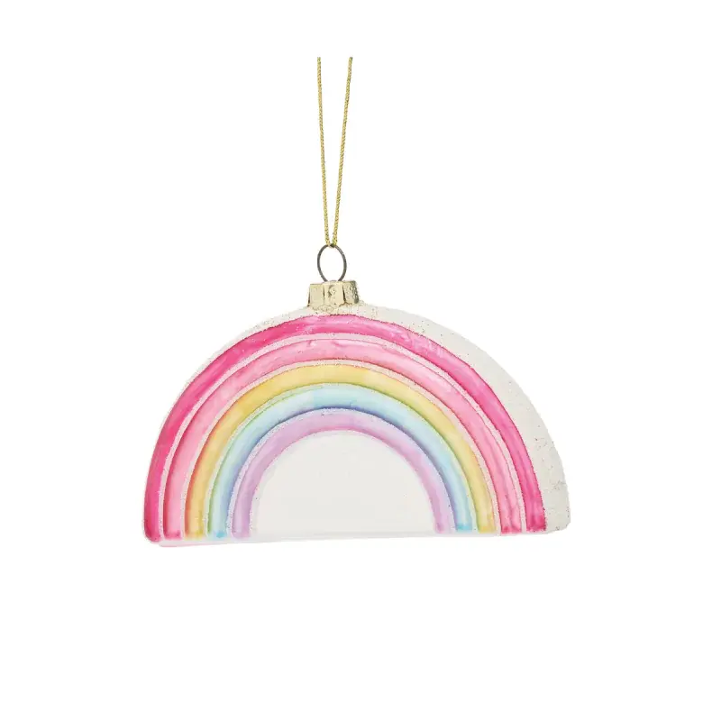 Sass & Belle pastel rainbow glass Christmas bauble in pink, yellow, blue and lilac