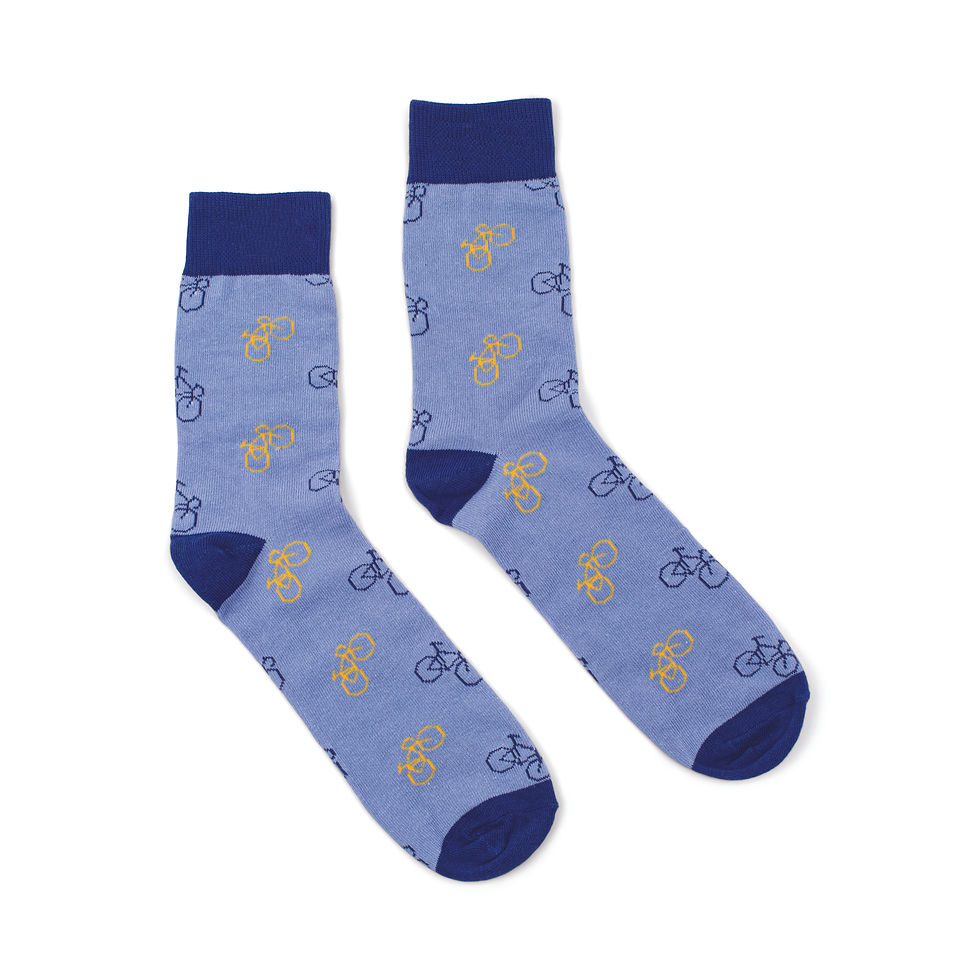 Cycling themed socks in reusable storage tin