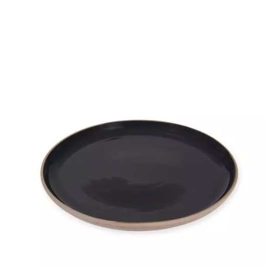 Contemporary stoneware dinner plate with carbon glaze
