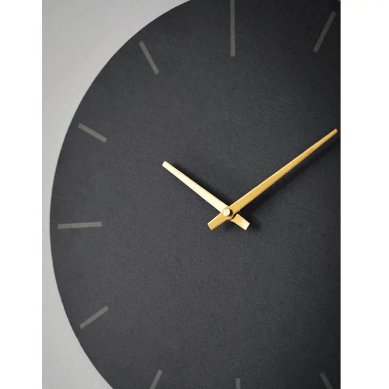 Natural slate wall clock with brass hands