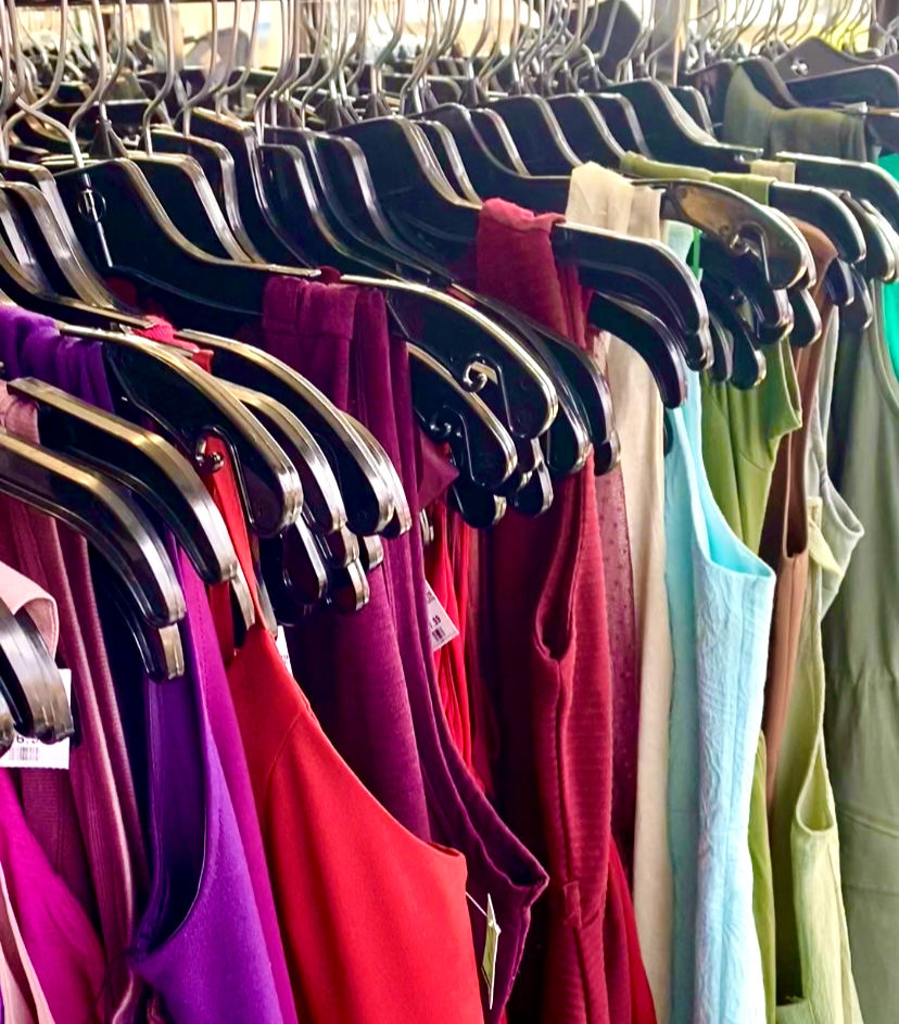 Clothing rack with colorful clothes