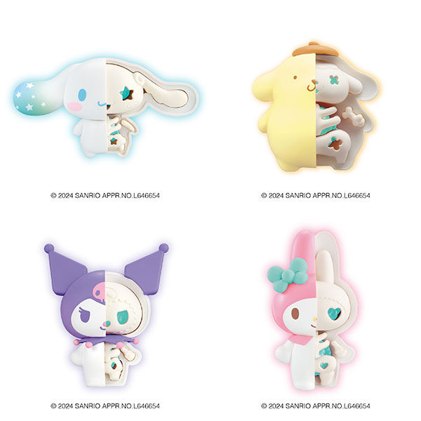 Cinnamoroll, Pompompurin, Kuromi & My Melody Skeleton