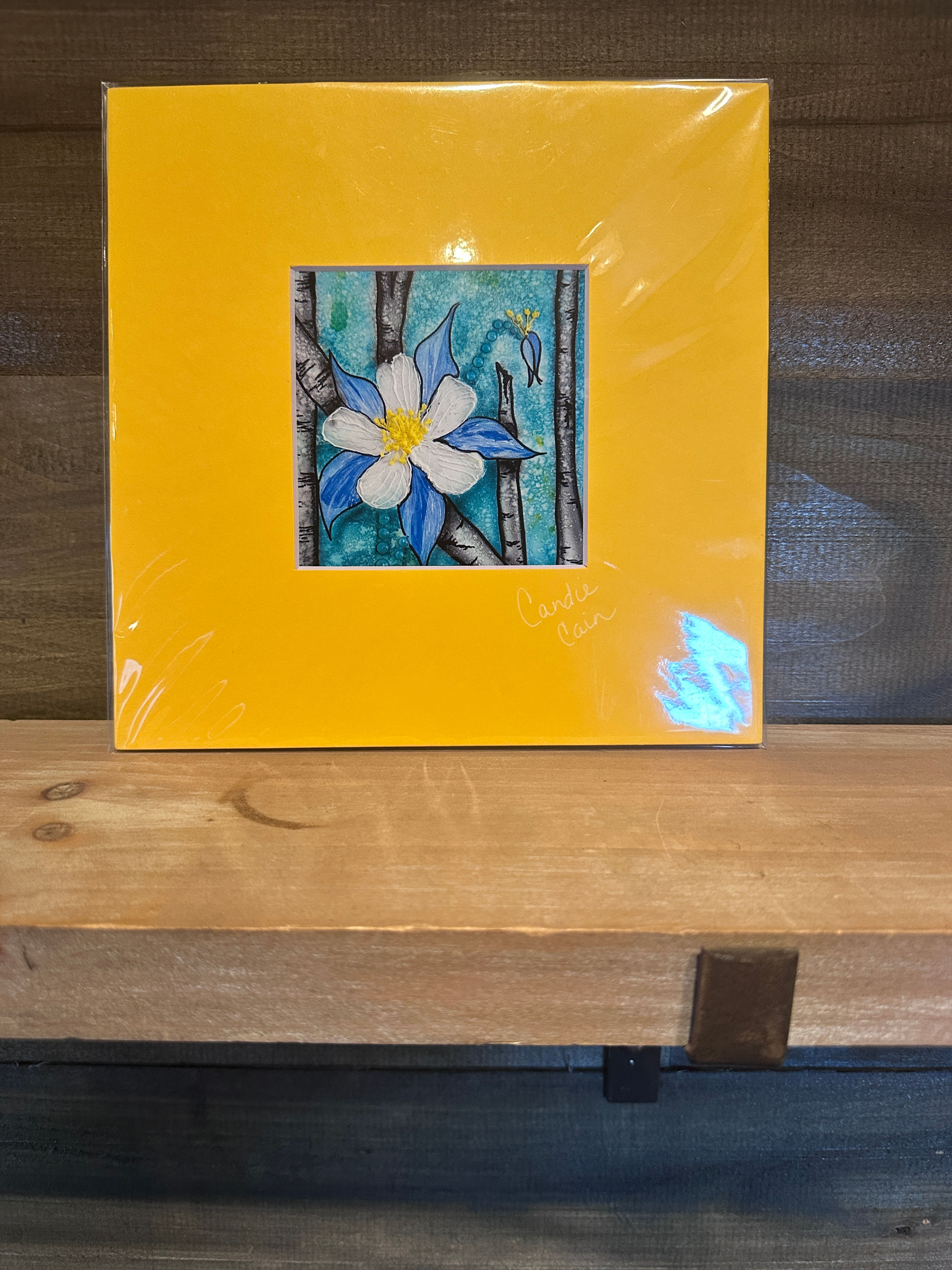 Colorado State of Mind Yellow Matted Print 8" x 8"