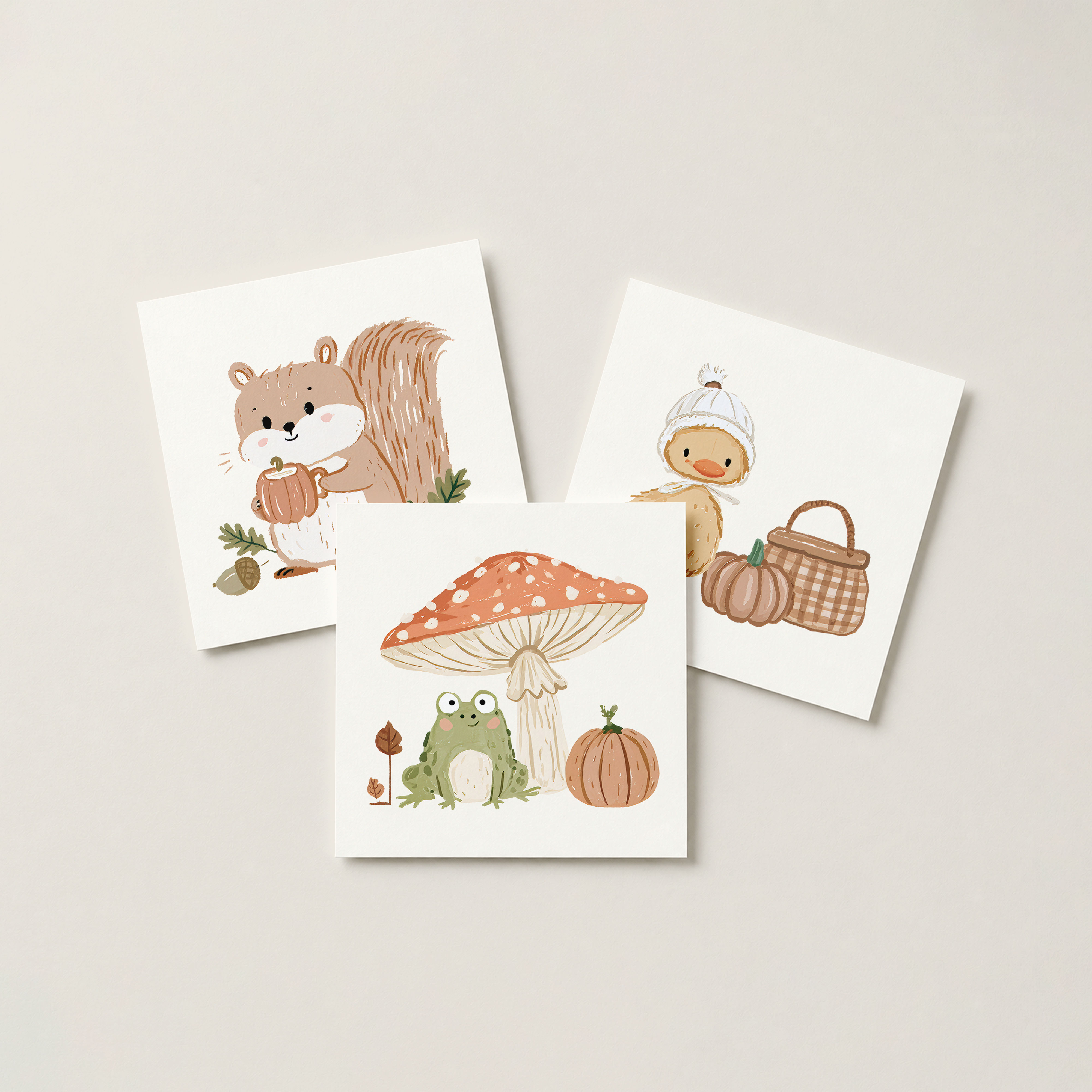 Cozy Autumn Animals Mini Card Set of 9