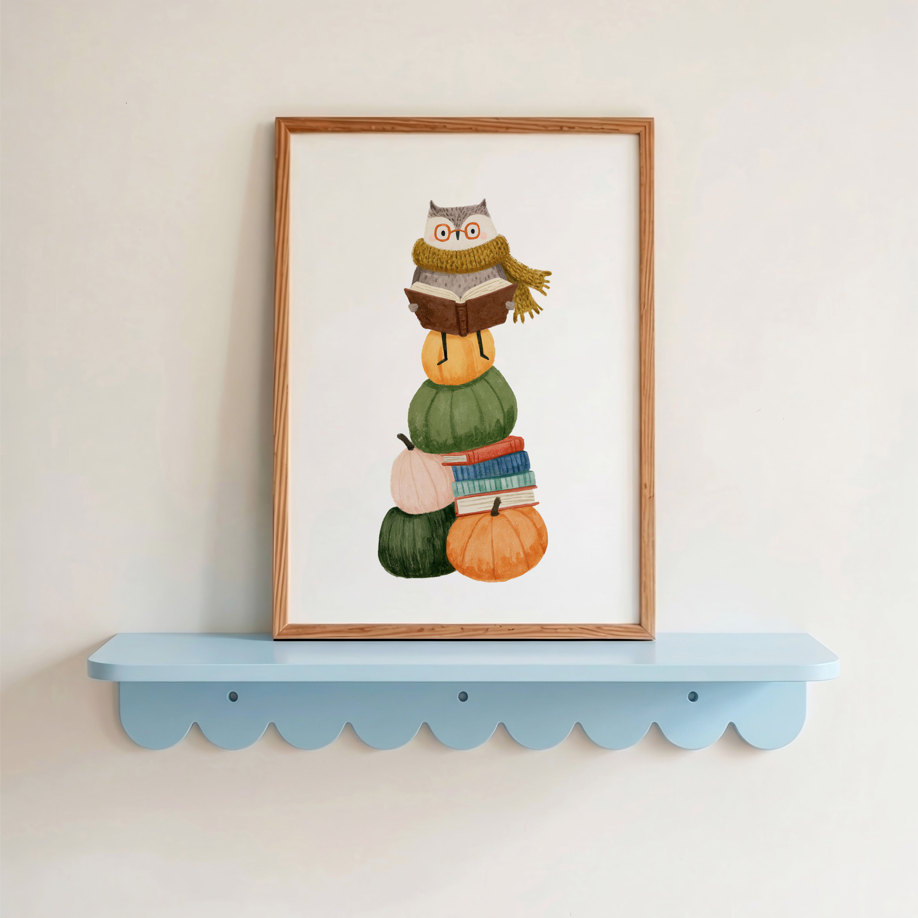 Fall Book Owl Art Print