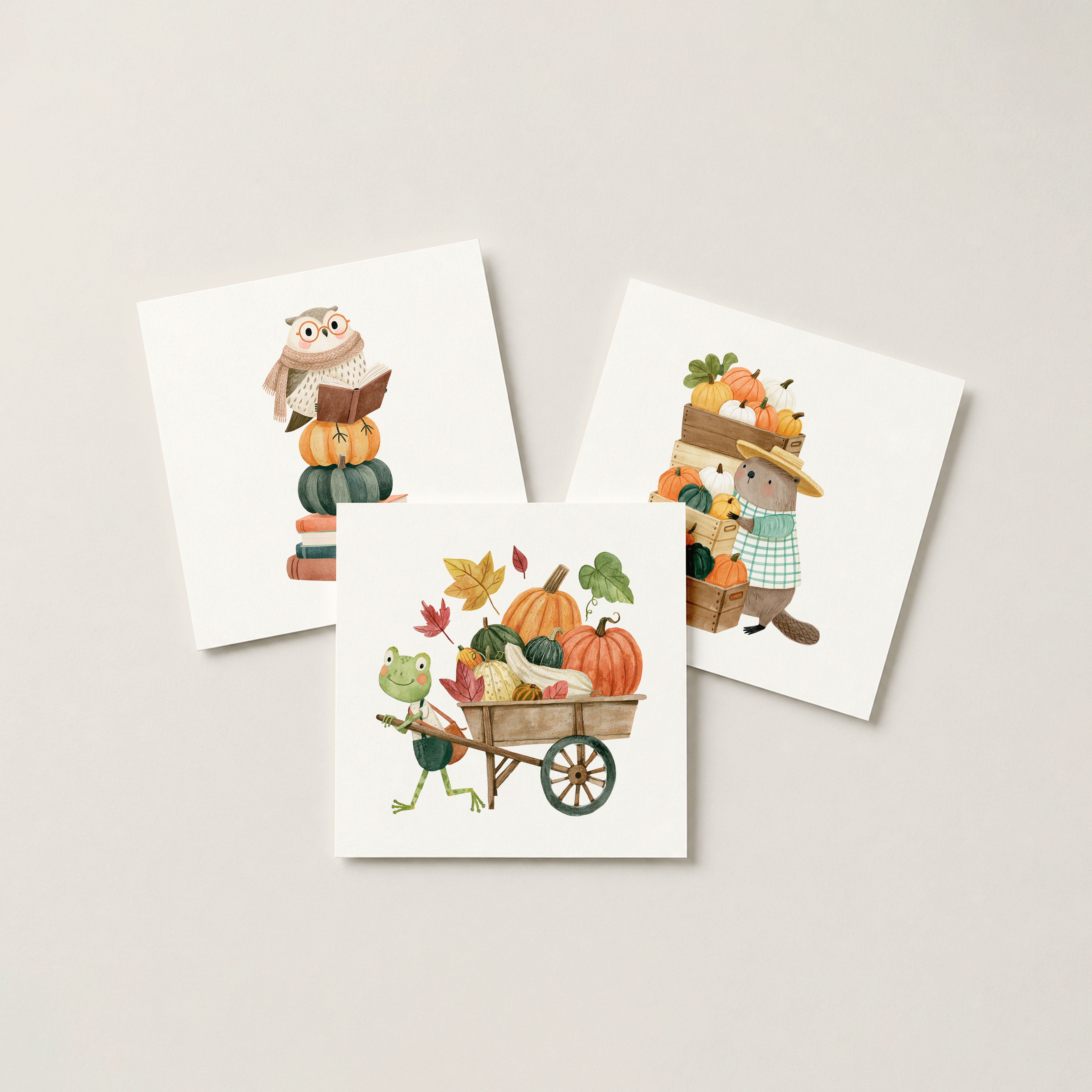 Woodland Fall Animals Mini Card Set of 9