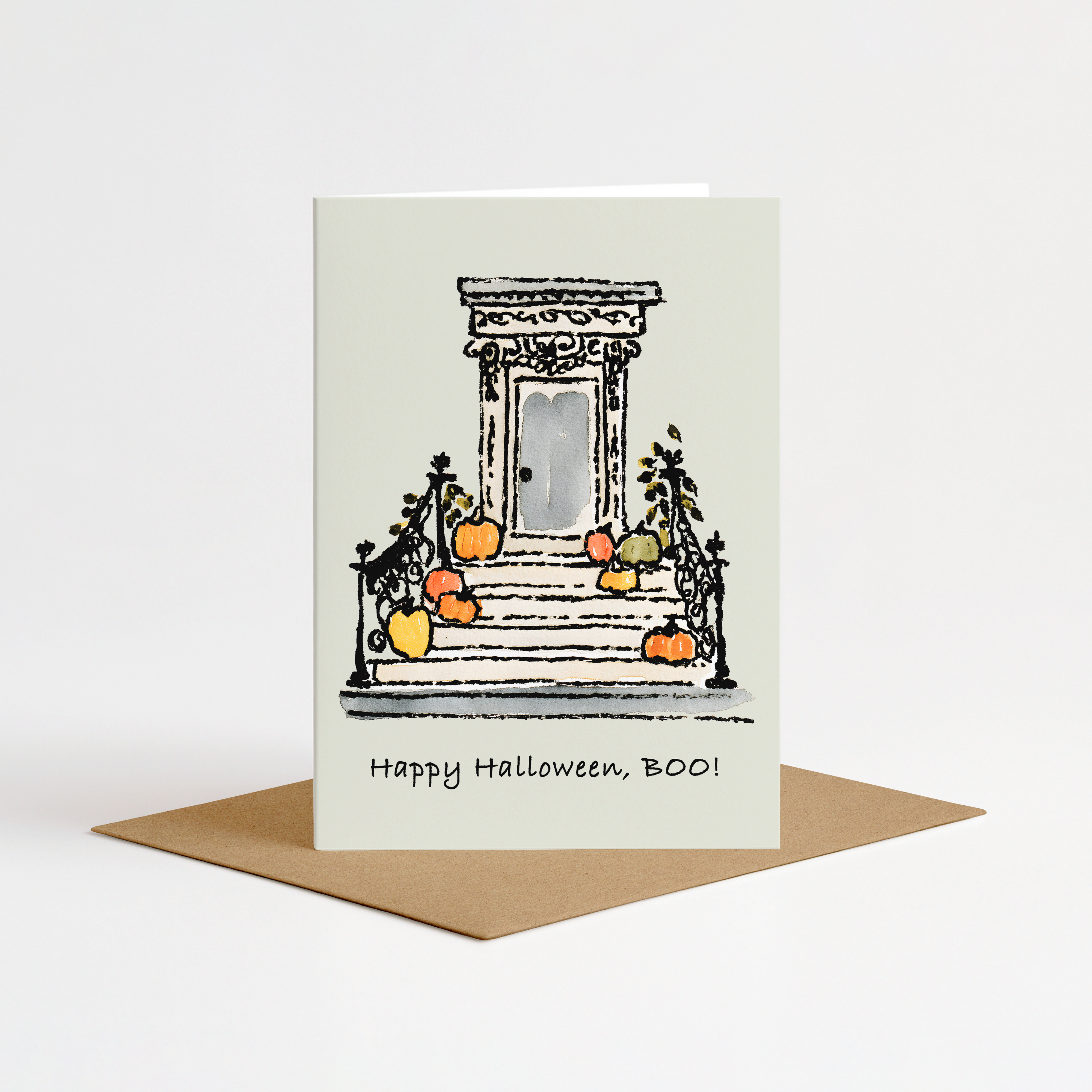 Pumpkin Porch Boo Card