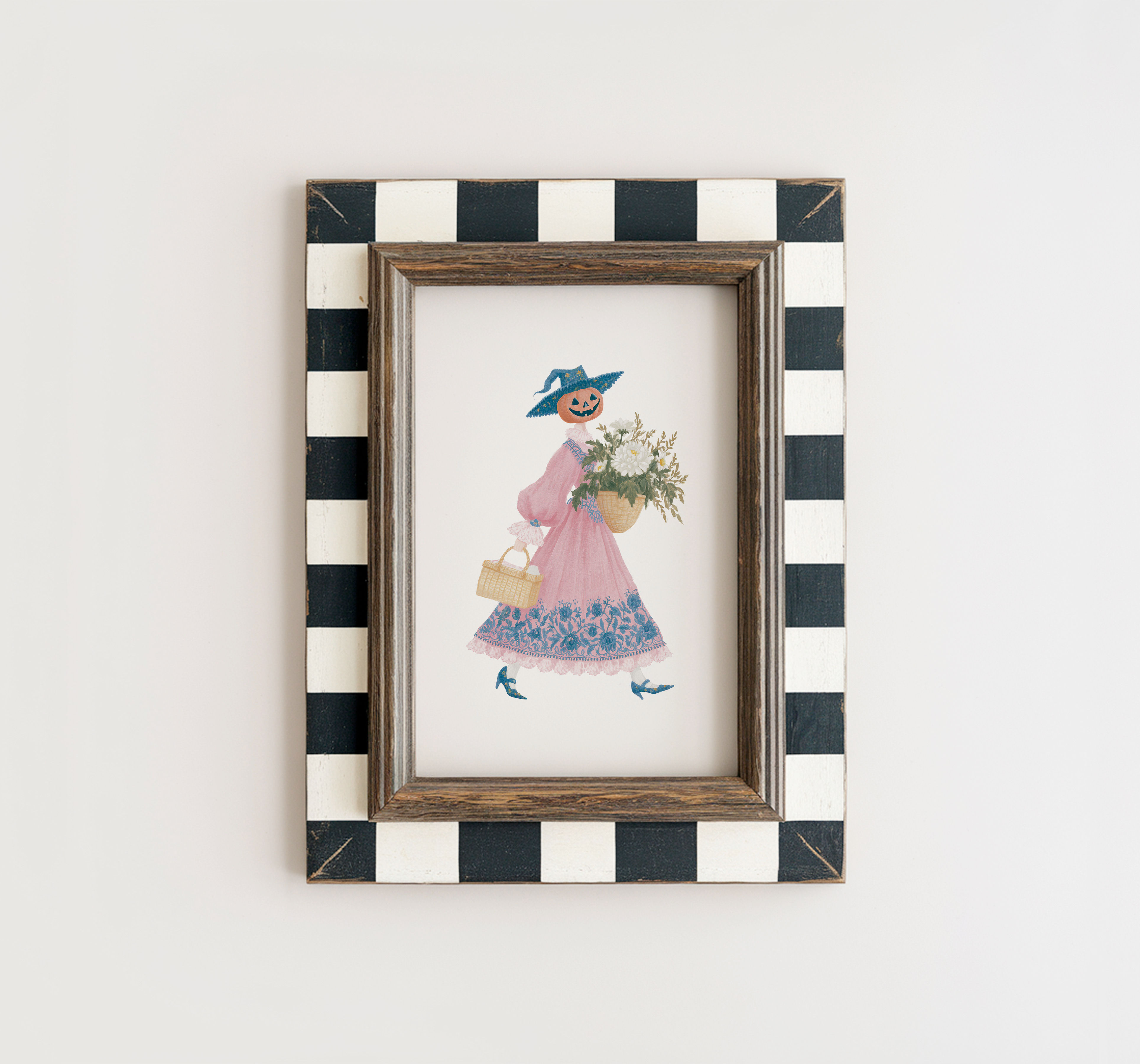 Whimsical Pumpkin Witch Art Print