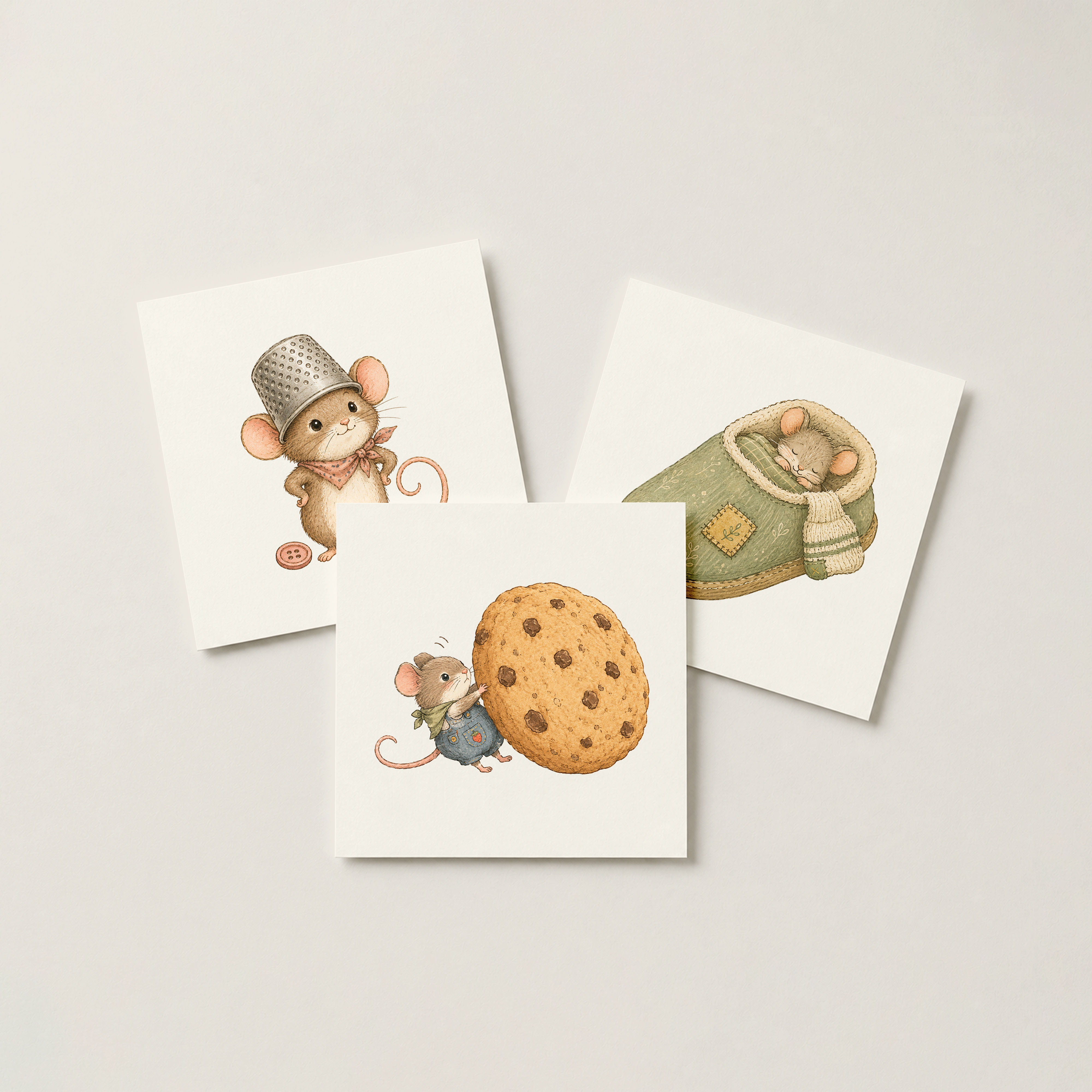 Cute Mouse Mini Cards Set of 9