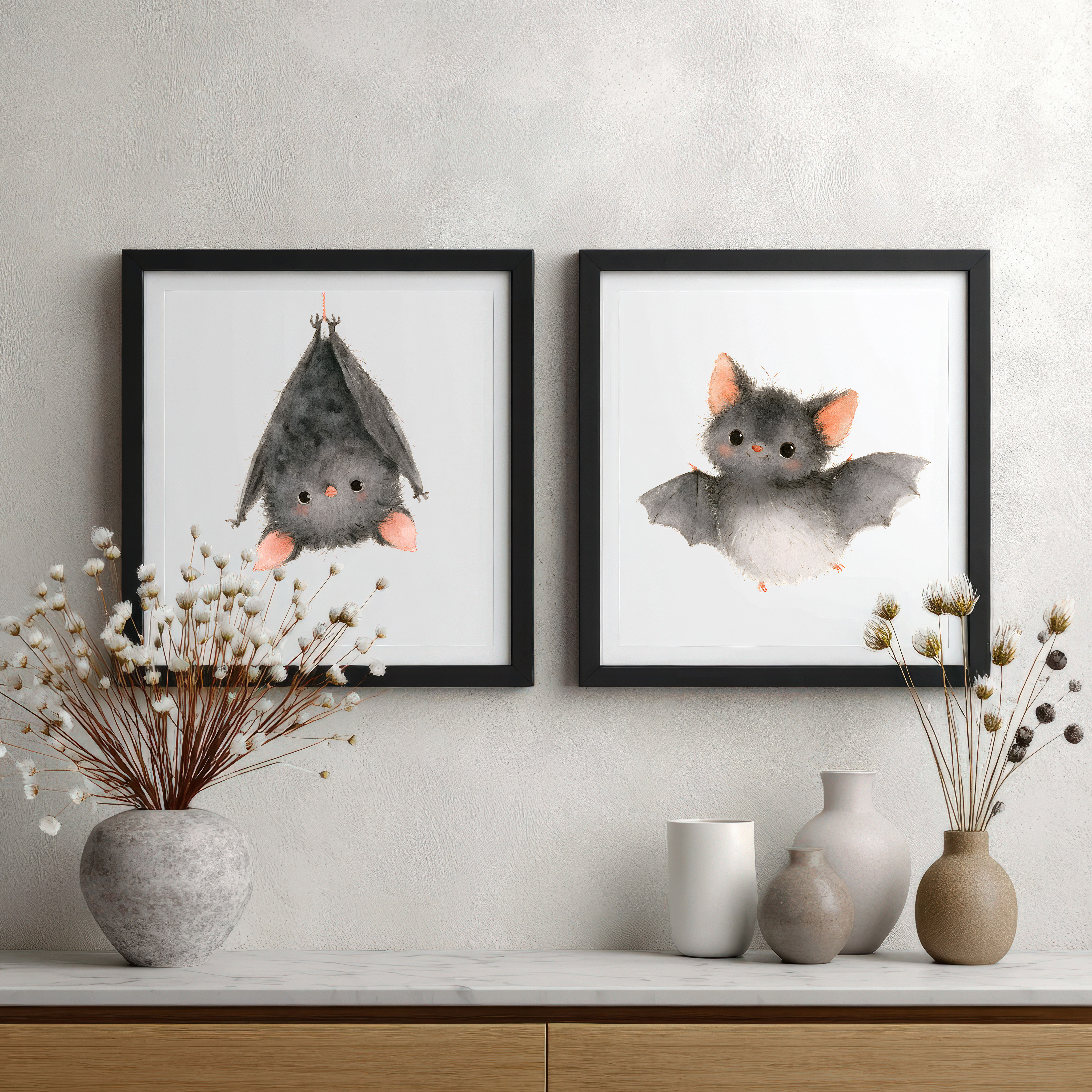 Bat Art Print Set of 2