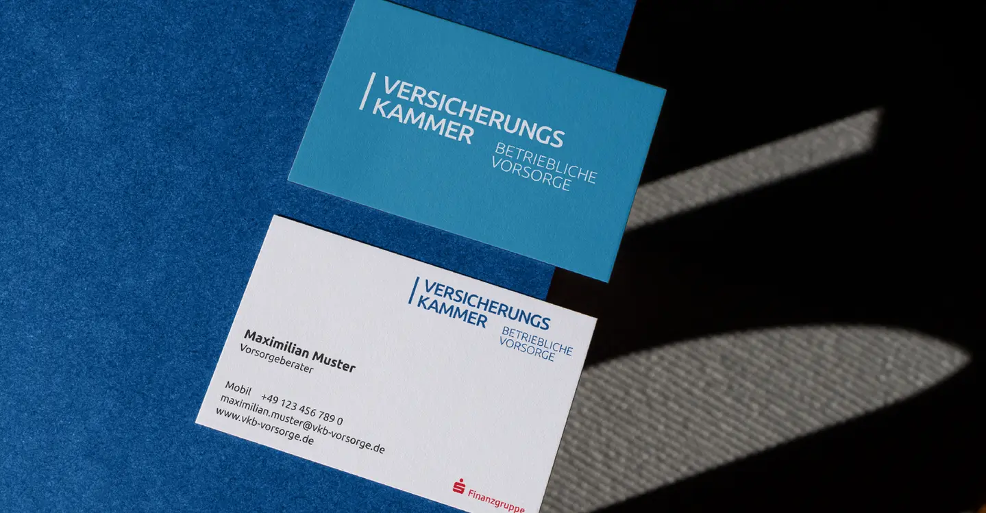 Visitenkarten im Corporate design
Versicherungskammer Betriebliche Vorsorge aus Bayern