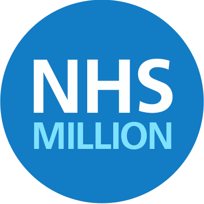 Logo reads NHS Million on a bold blue background