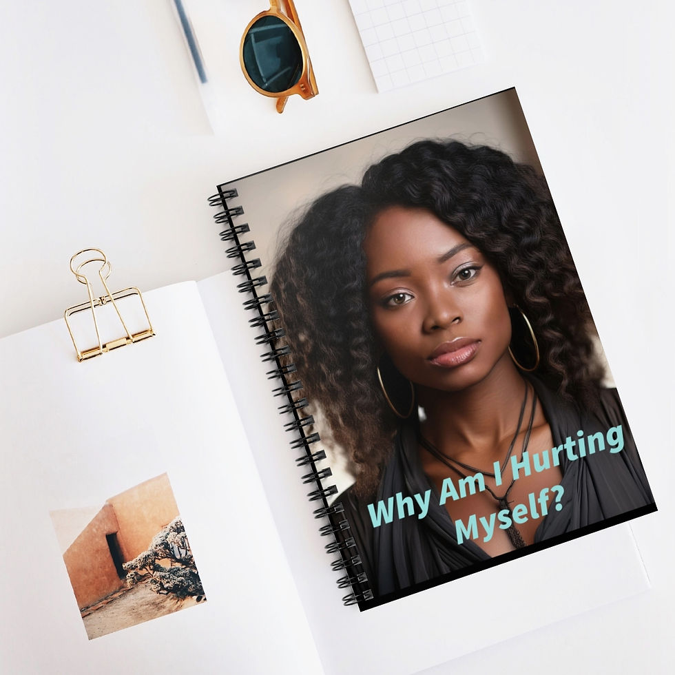 Thumbnail:  Black Woman Why Am I Hurting Myself Spiral Notebook - Ruled Line