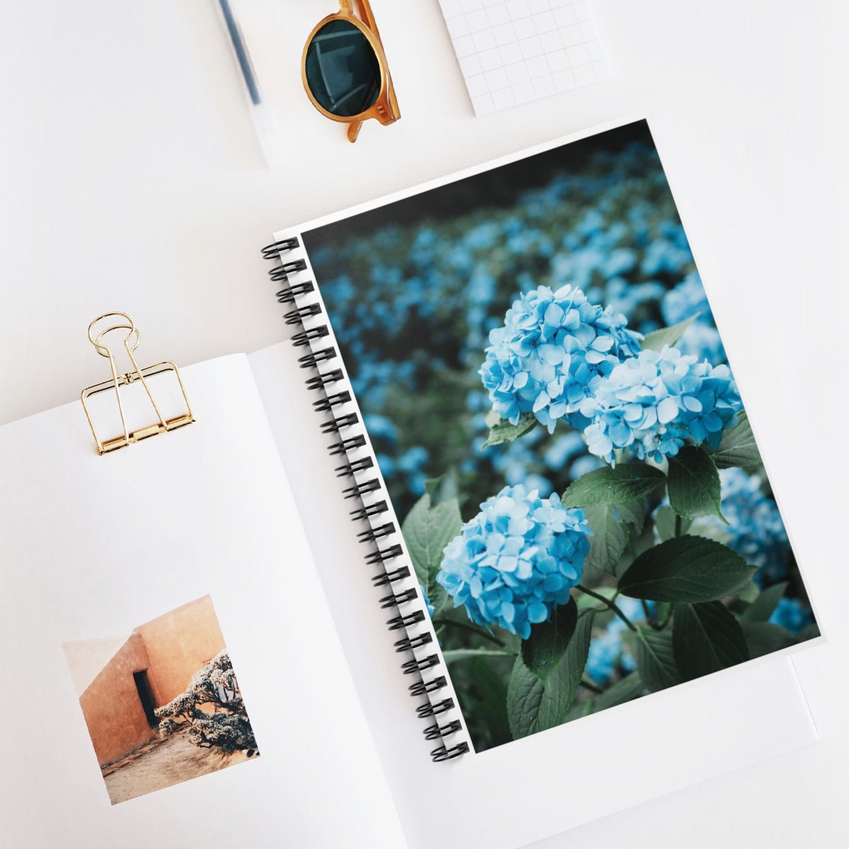 Blue Flowers Spiral Notebook - Ruled Line