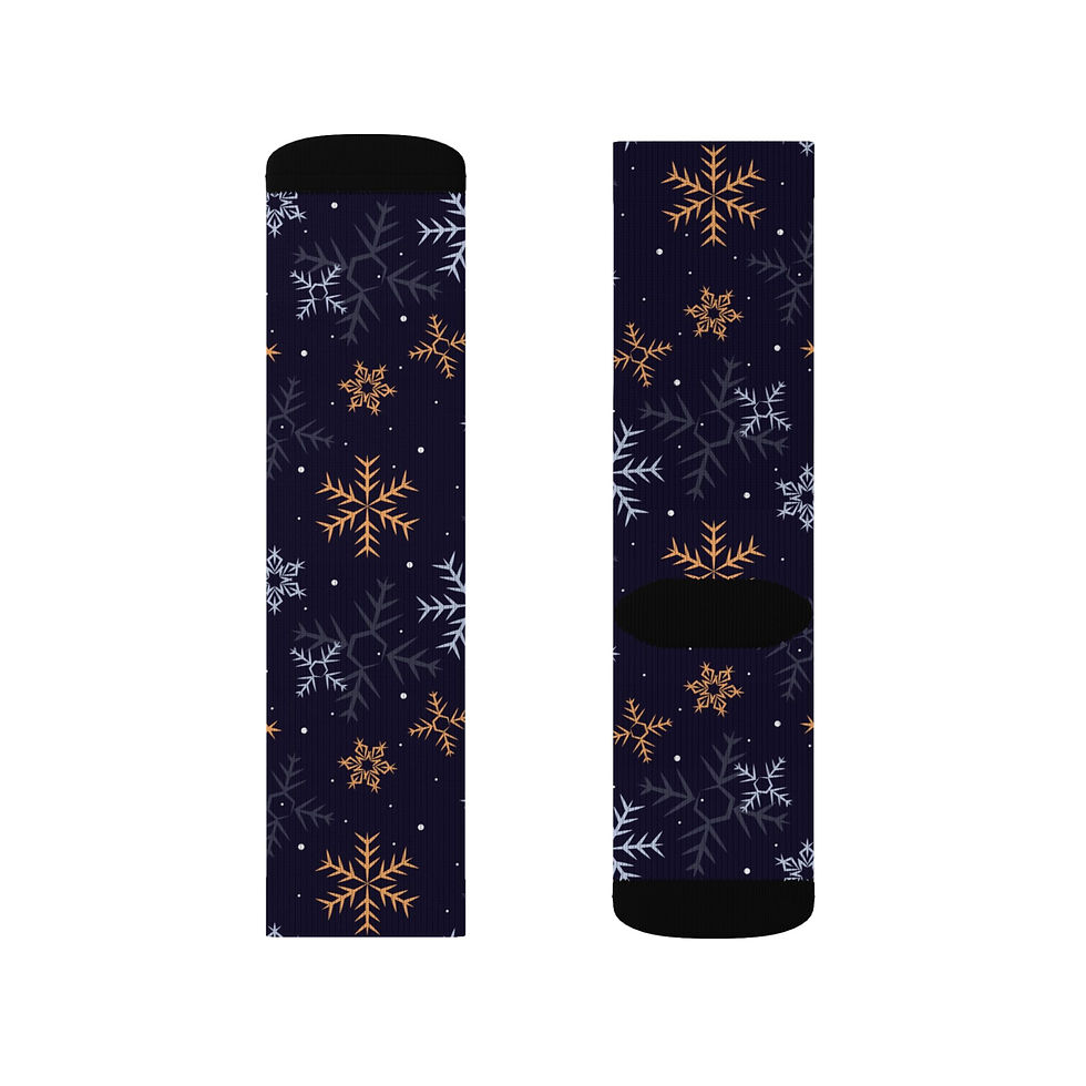 Thumbnail: Holiday Snowflake Sublimation Socks — Festive Winter Pattern
