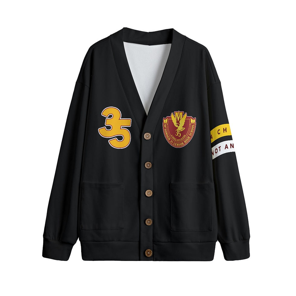Thumbnail: McD35 V-neck Knitted Fleece Cardigan With Button Closure