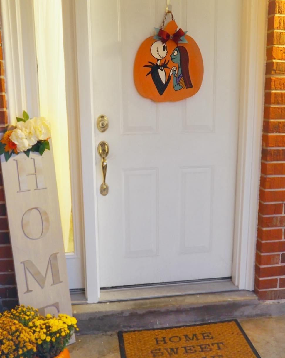 Thumbnail: Jack & Sally Pumpkin Door Hanger
