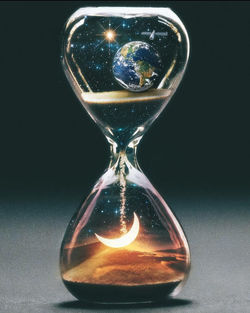 Earth and moon hourglass