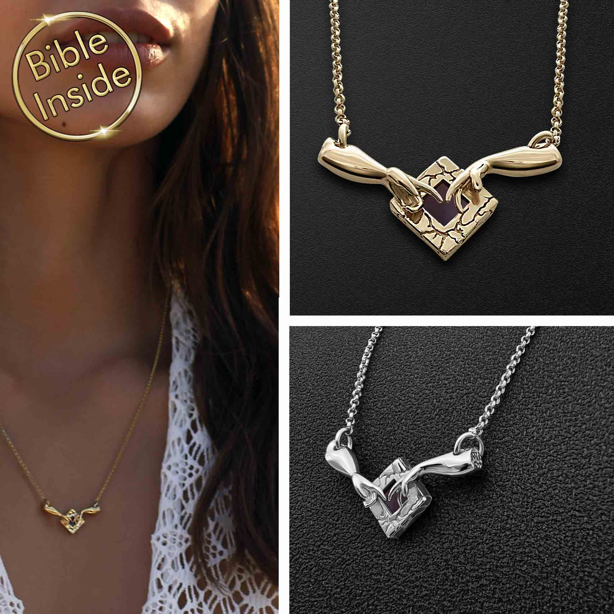 Bible Necklace: The Creation of Adam With Nano Bible