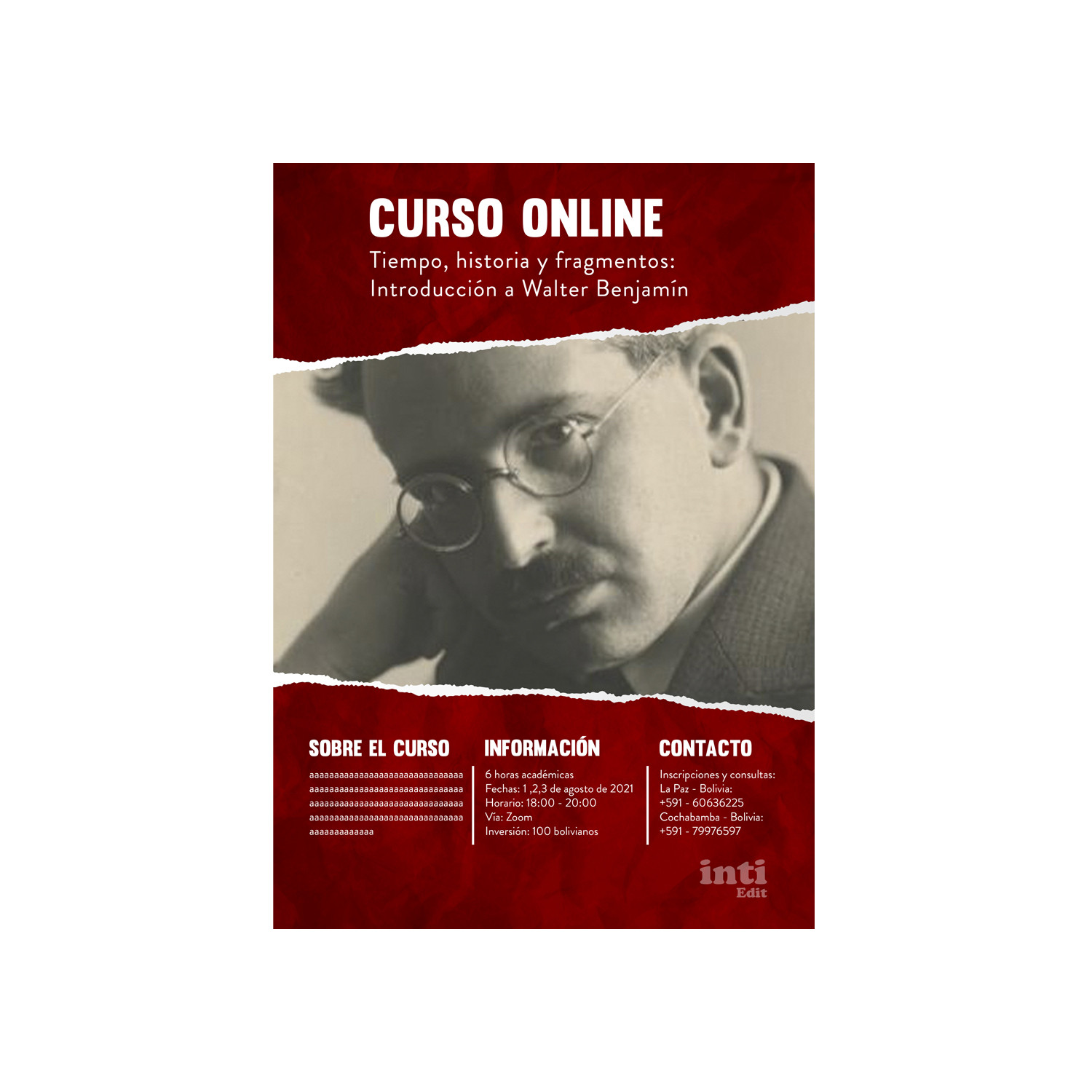 Curso online "Tiempo, historia y fragmentos: introducción a Walter Benjamín"