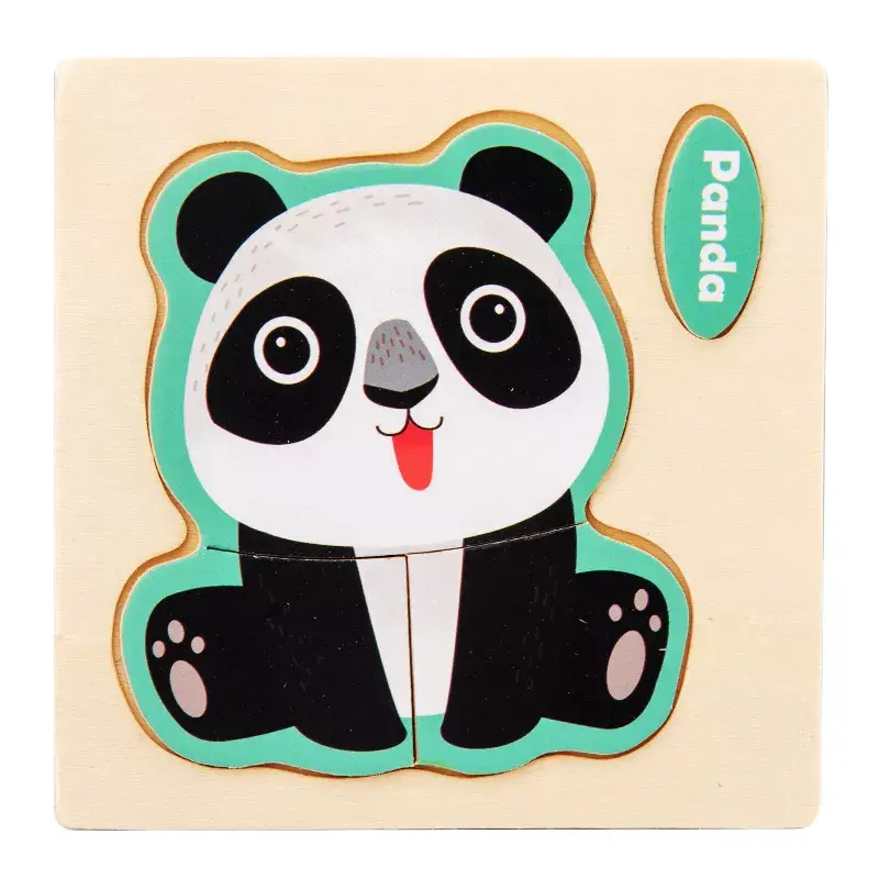 Thumbnail: Baby Wooden Toys Intelligence 3D Puzzle Cartoon Animal Jigsaw Puzzle