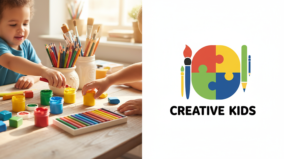 Close-up view of colorful art supplies arranged neatly on a table