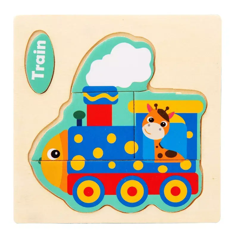 Thumbnail: Baby Wooden Toys Intelligence 3D Puzzle Cartoon Animal Jigsaw Puzzle