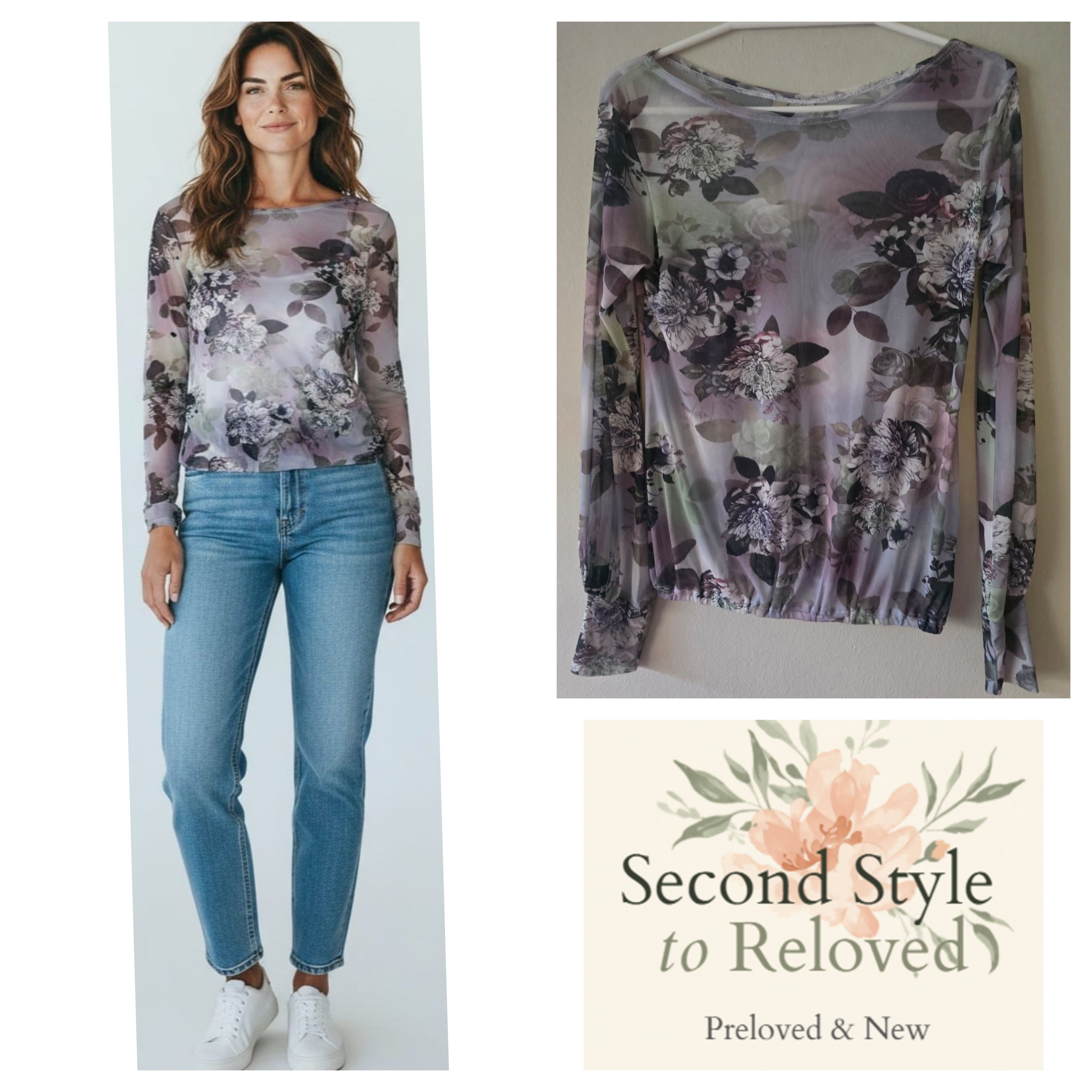 Loka Floral Mesh Top - Size M