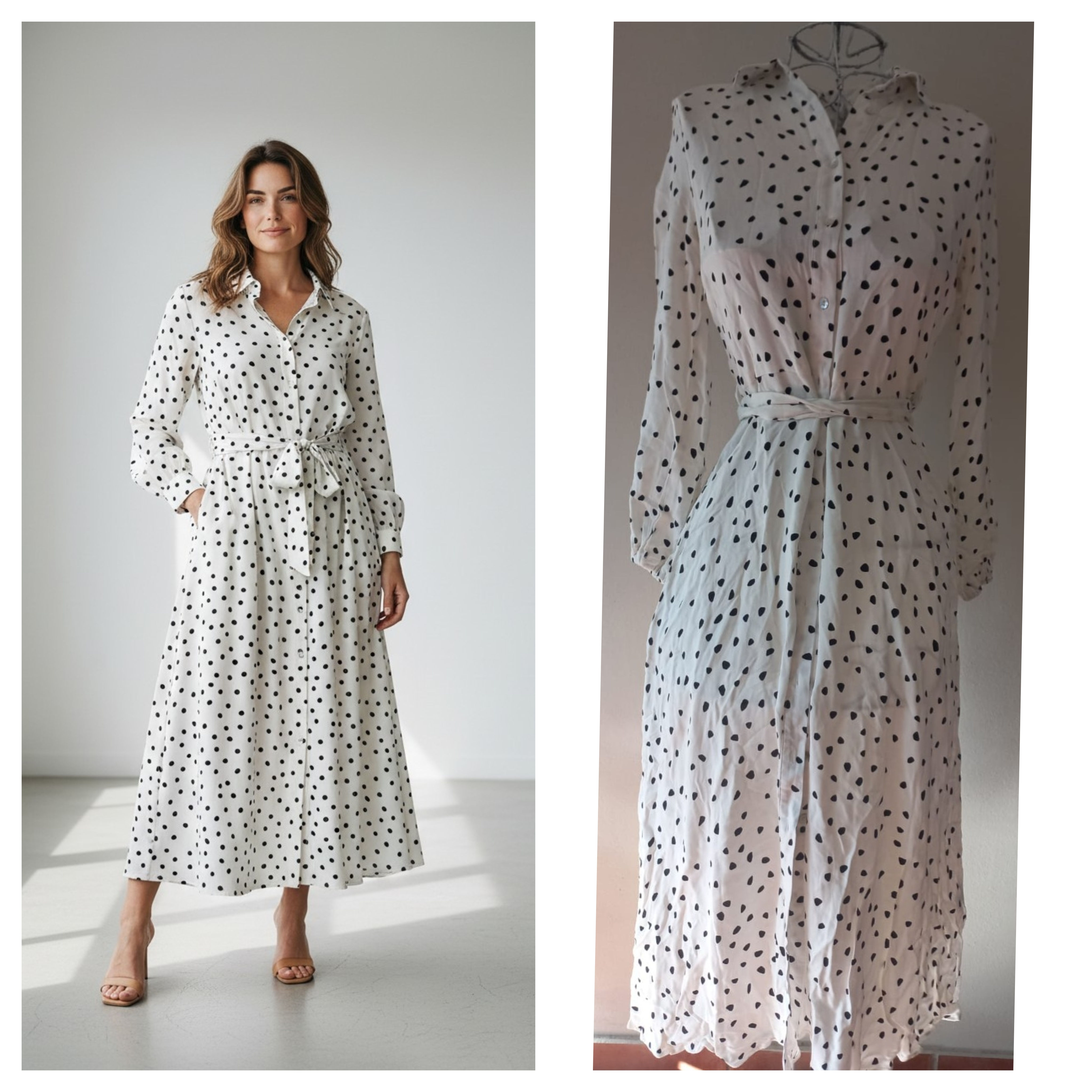 White Polka Dot Ladies Dress - Size S will fit M