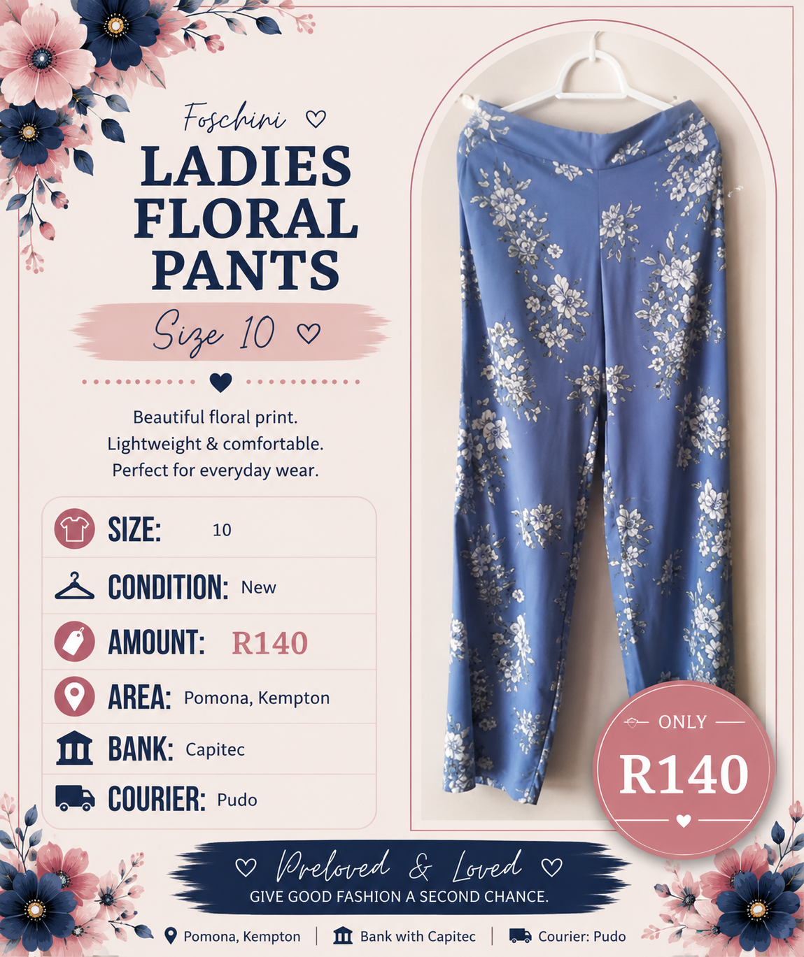 Foschini Ladies Floral Pants - Size 10 - New