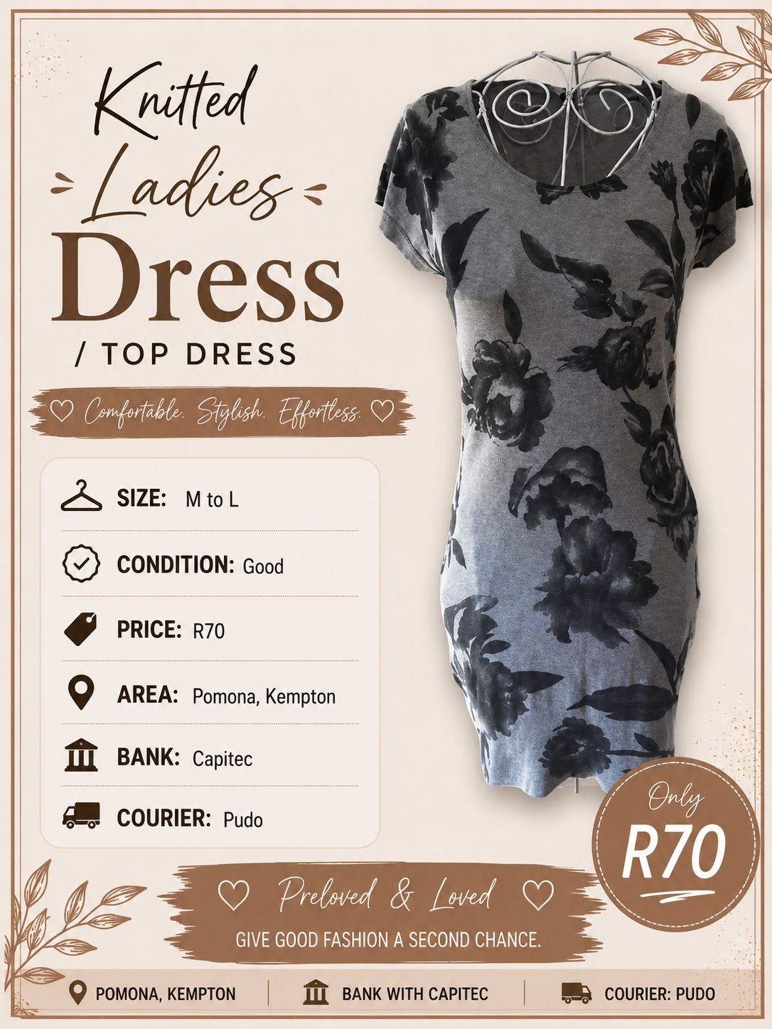 Knitted Ladies Dress / Top - Size M to L