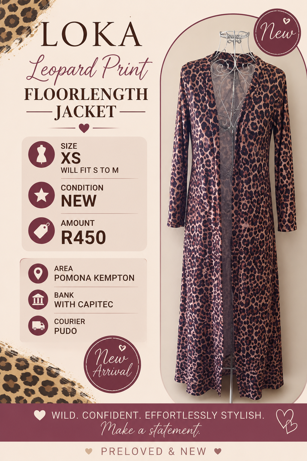 Loka Leopard Print Jacket - Size XS - Will fit S to M