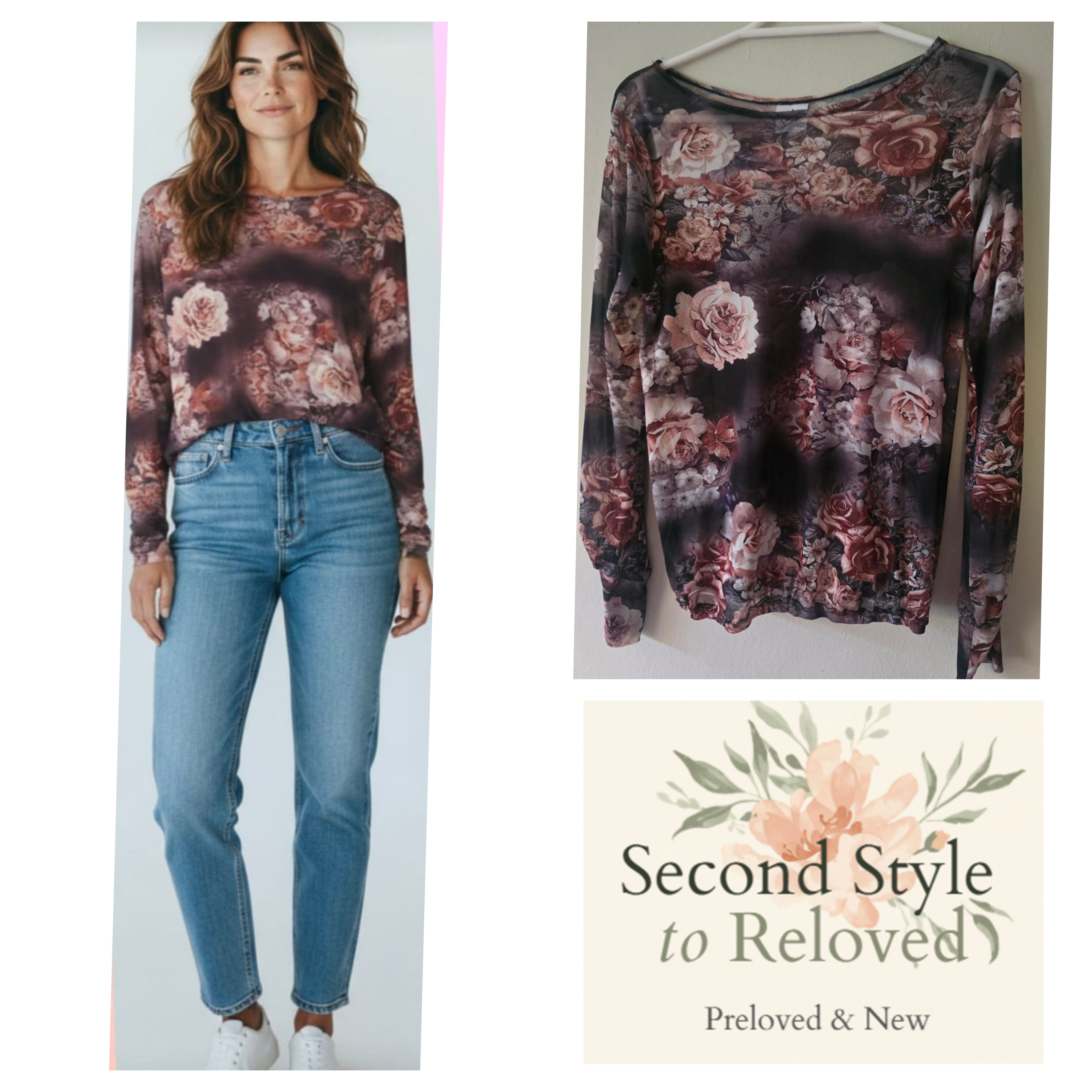 Loka Floral Mesh Top - Size L
