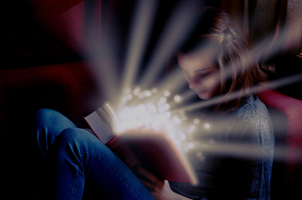 singapore student being enlighted by books