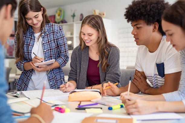 Students doing group learning together