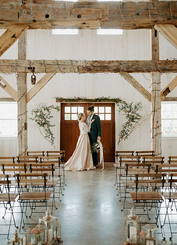 Photo of a couple getting married inside