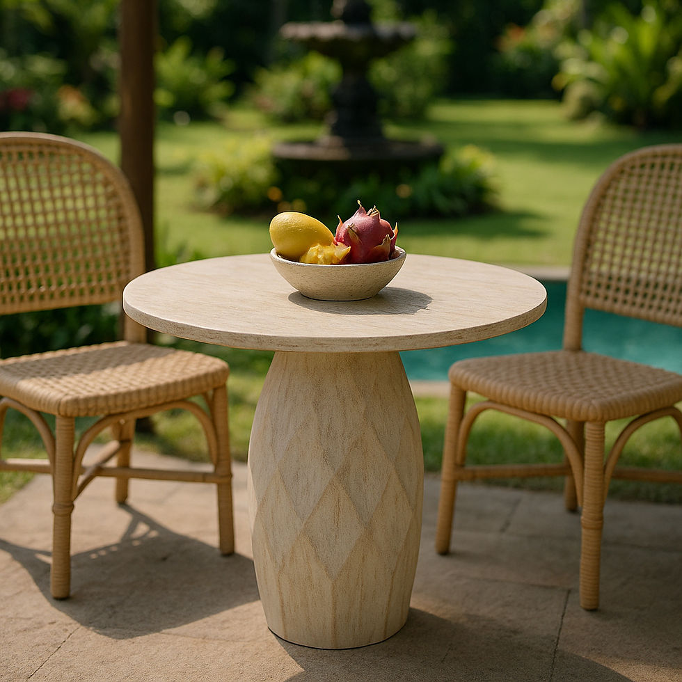 Ensemble table et chaises, fruits tropicaux