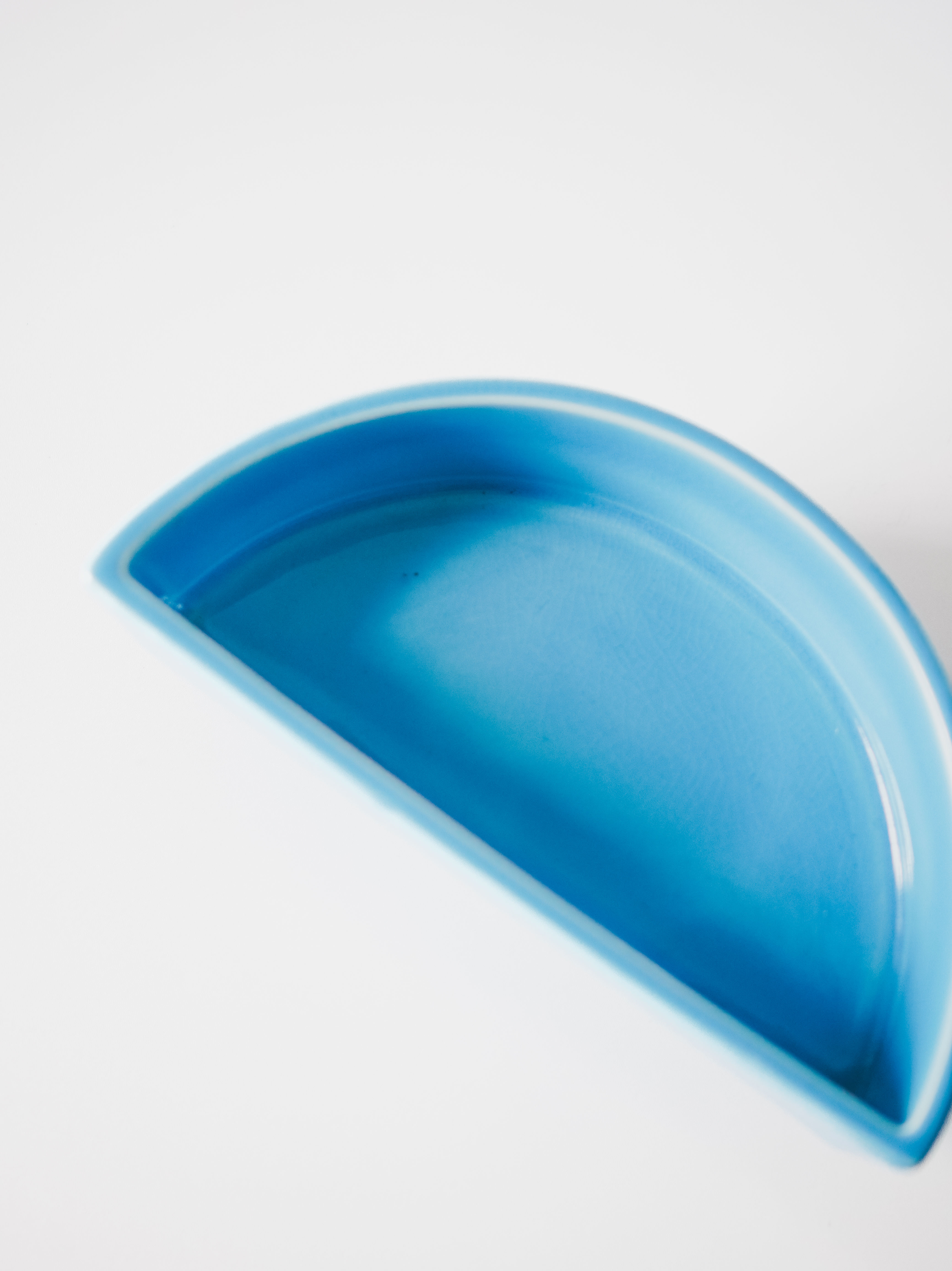 Half-Round Ikebana Basin / Light Sky Blue Glaze