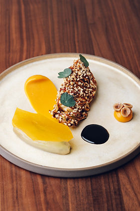 Vegetarian fine dining dish made with seasonal and regional ingredients at Michelin-starred restaurant ZOE in Bern, Switzerland.