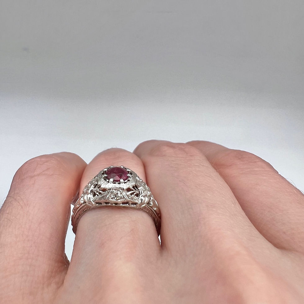 Thumbnail: Antique Edwardian Era Ruby and Diamond Ring