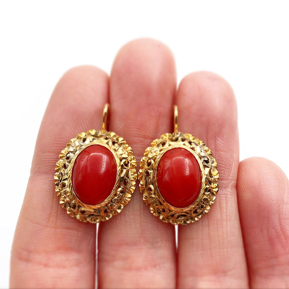 Thumbnail: Beautiful Oval Coral Earrings