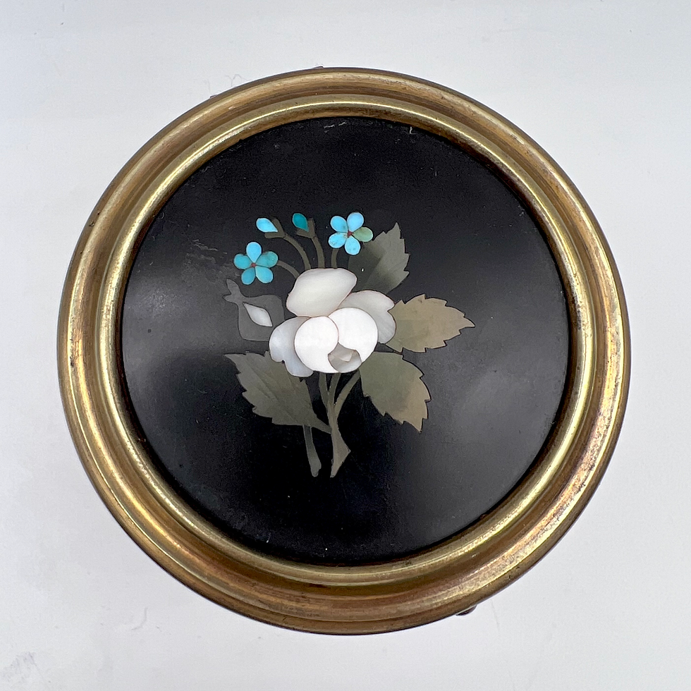 Thumbnail: Antique Brass Pietra Dura Box – Italian Inlay Masterpiece (c. 1880–1900)