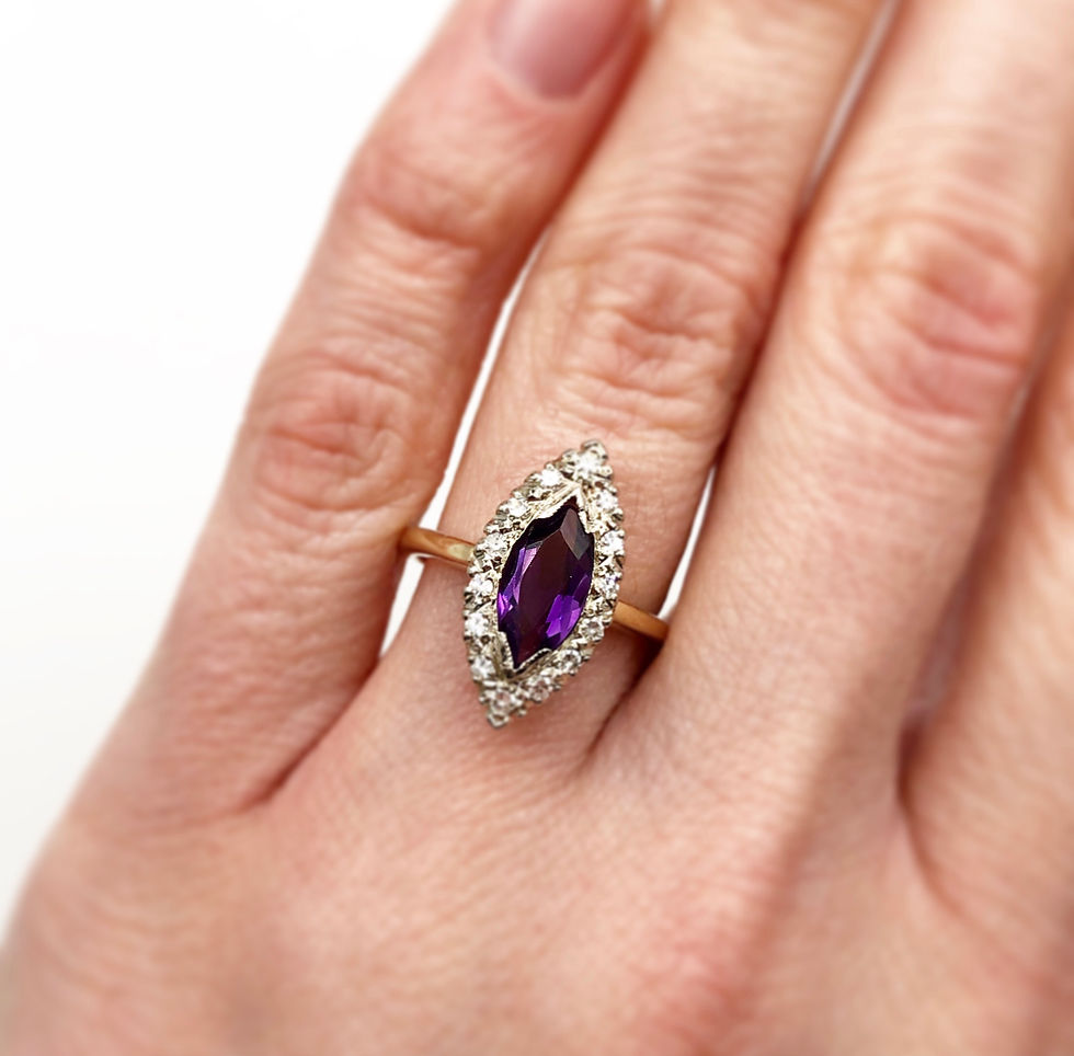 Thumbnail: Gorgeous Amethyst & Diamond Halo Ring