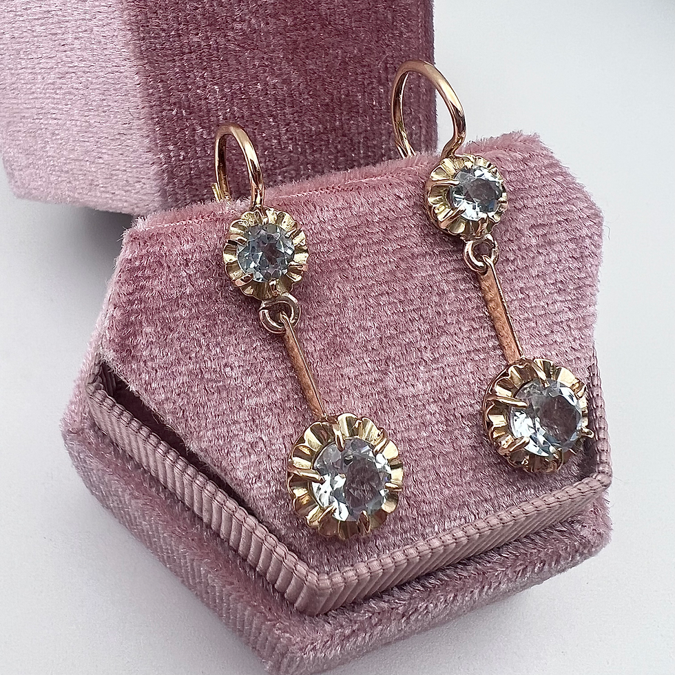 Thumbnail: Art Deco 14K Yellow Gold Aquamarine Earrings